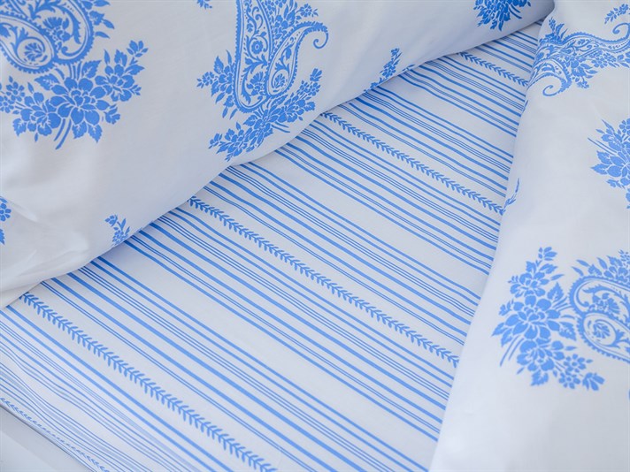 Andalus Bumbac Satinat Double Set Lenjerie De Pat 200x220 cm Albastru