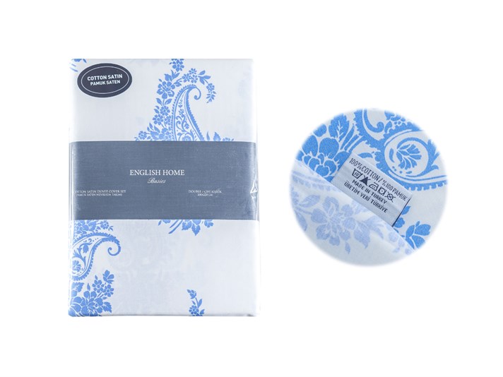 Andalus Bumbac Satinat Double Set Lenjerie De Pat 200x220 cm Albastru