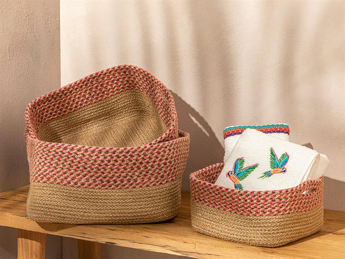 Cos depozitare, Andora, rachita, 30x15 cm, roz