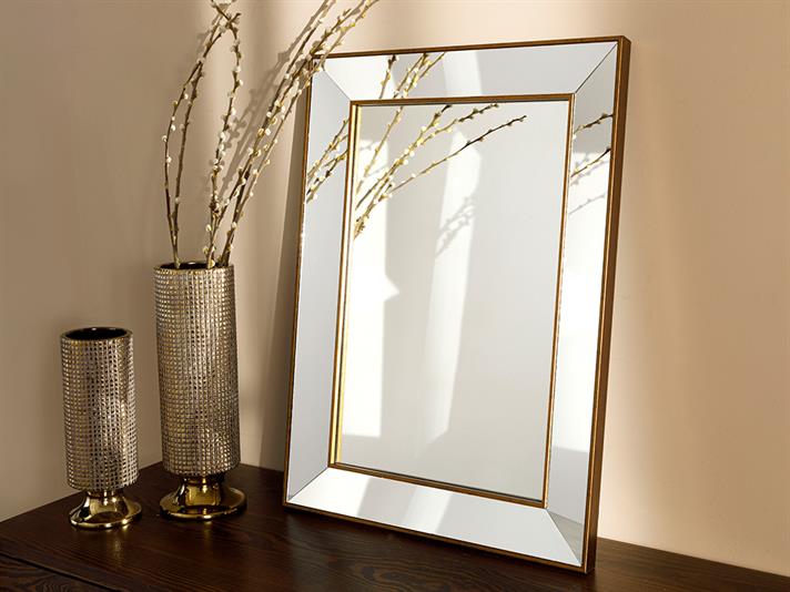 Oglindă de perete, Andrea, poliuretan, 50x70 cm, auriu