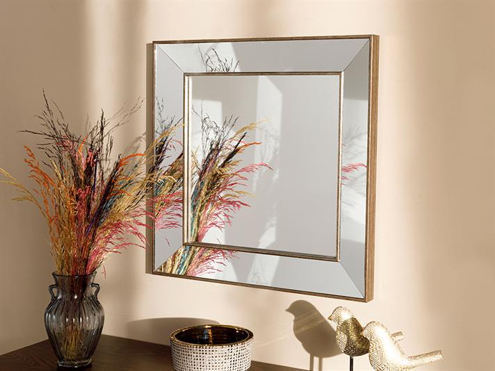 Oglindă de perete, Andrea, poliuretan, 50x50 cm, auriu