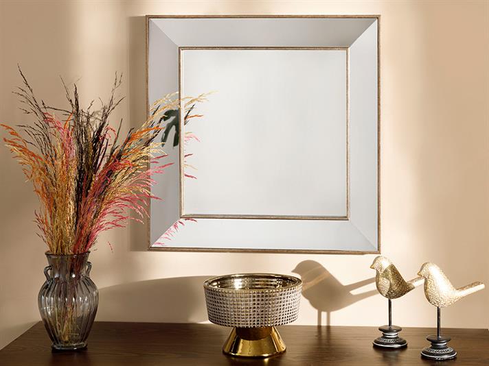 Oglindă de perete, Andrea, poliuretan, 50x50 cm, auriu