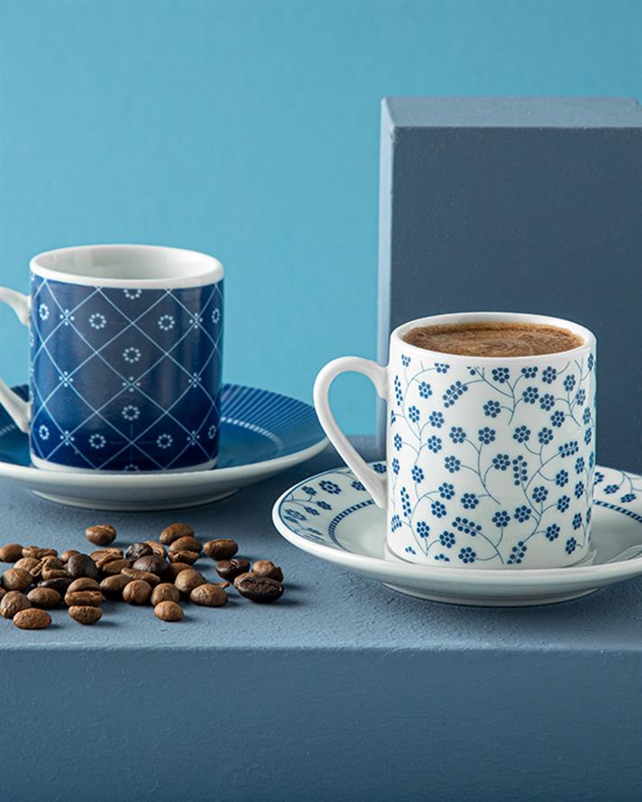 Anya Porcelain 4 Parça 2 Kişilik Coffee Cup Set 80 ml Dark Blue