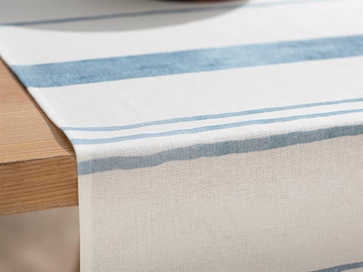 Aquatic Line Cotton Fringed Runner 45x150 cm Light Blue