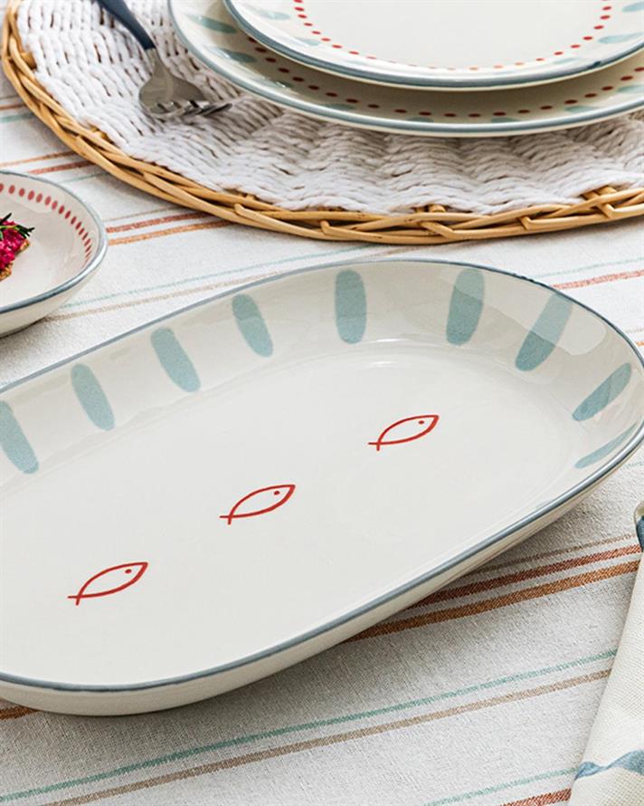 Aquatic Watery Platou, Porțelan, 30 Cm, Ecru