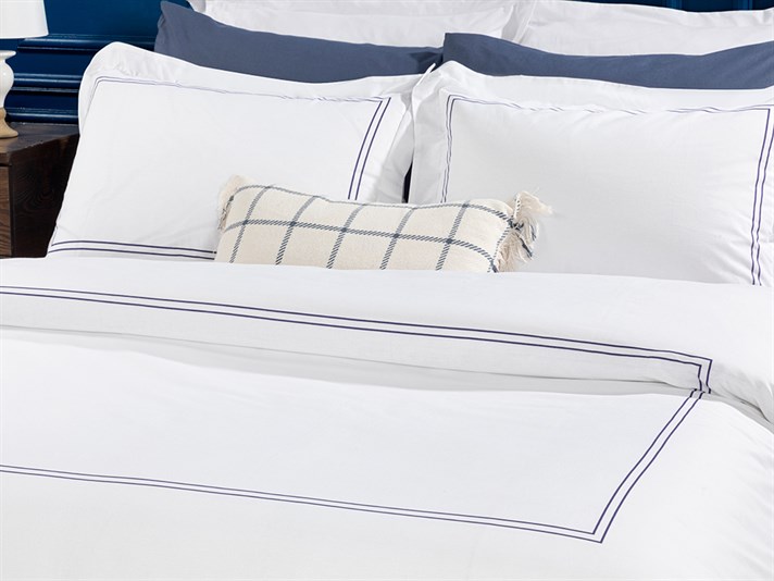 Arcadia Cu Bumbac King Size Set Lenjerie De Pat 240x220 cm Bleumarin
