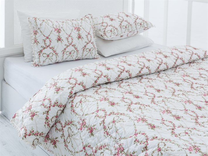 Arcul de trandafiri  Microfibră Pentru o persoana  SET CUVERTURĂ DE PAT 160x240 cm Roz