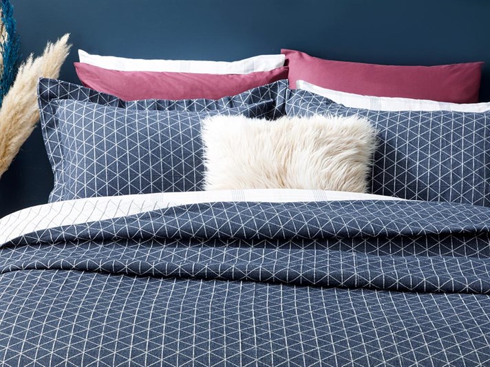 Argyle Jacquard King Size Set Cuverturi Pat 260x280 cm Bleumarin