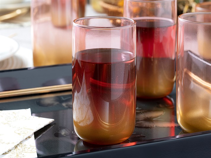 Armo Glass 4 Pcs Glass 365 ml Pınk Gold