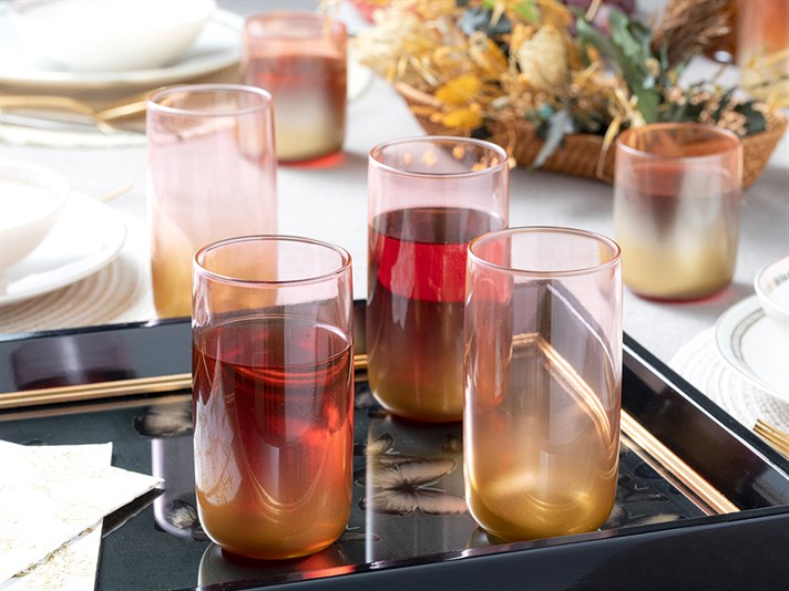 Armo Glass 4 Pcs Glass 365 ml Pınk Gold