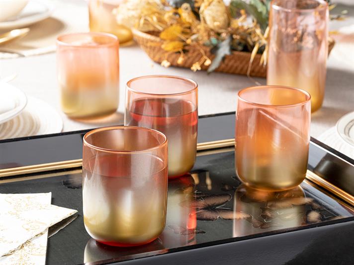 Armo Glass 4 Pcs Glass 270 ml Pınk Gold