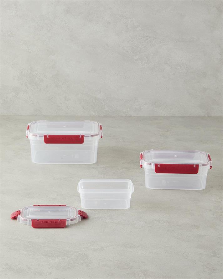 Plastic Cu 3 Piese Recipient Depozitare 15.5x21x 9 cm Bordo