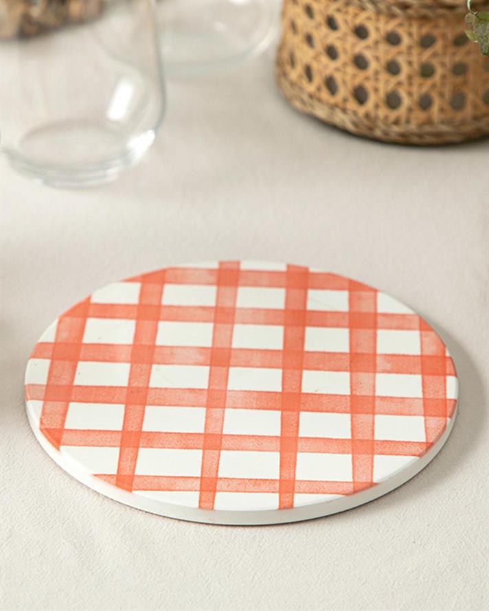 Art Pop Plaid Silicone Hot Mat 16 cm Orange,