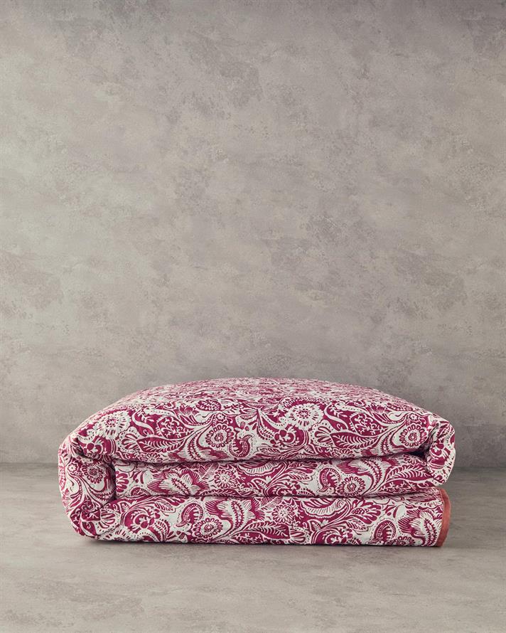Folk Art For One Person Multi-Purposed Quilt 160x220 cm DarkPink