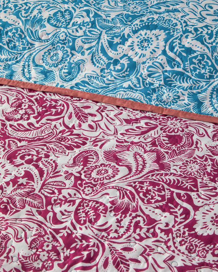 Folk Art For One Person Multi-Purposed Quilt 160x220 cm DarkPink
