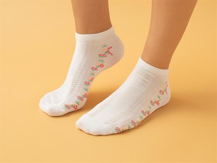 Ashley Cotton Women Single Socks 36-40 Ecru