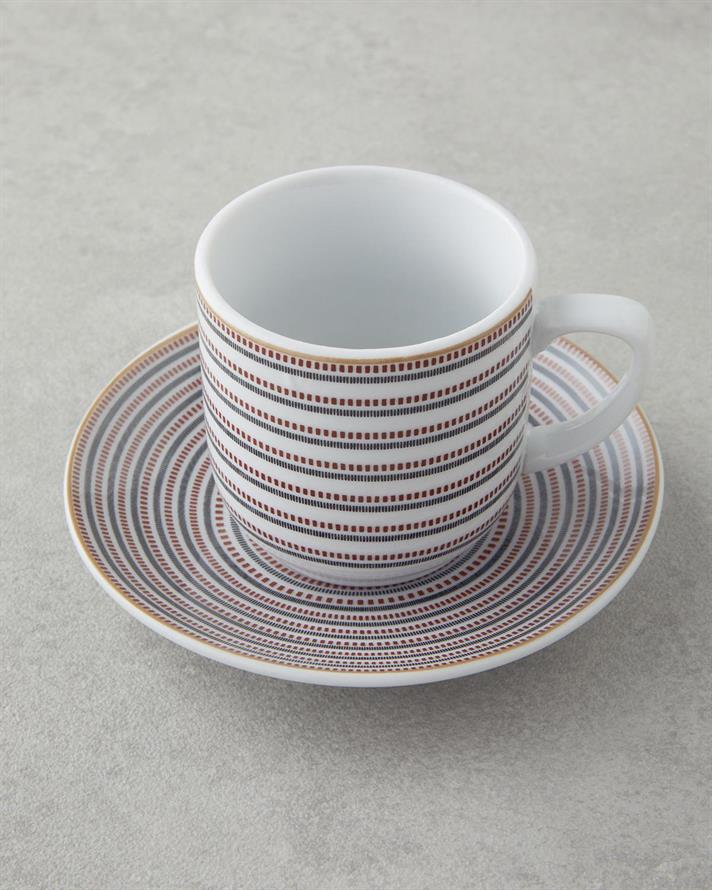 Ashley Porțelan 4 Piese 2 Persoane Set De Cești De Cafea 80 ml Negru - Bordo