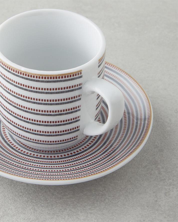 Ashley Porțelan 4 Piese 2 Persoane Set De Cești De Cafea 80 ml Negru - Bordo