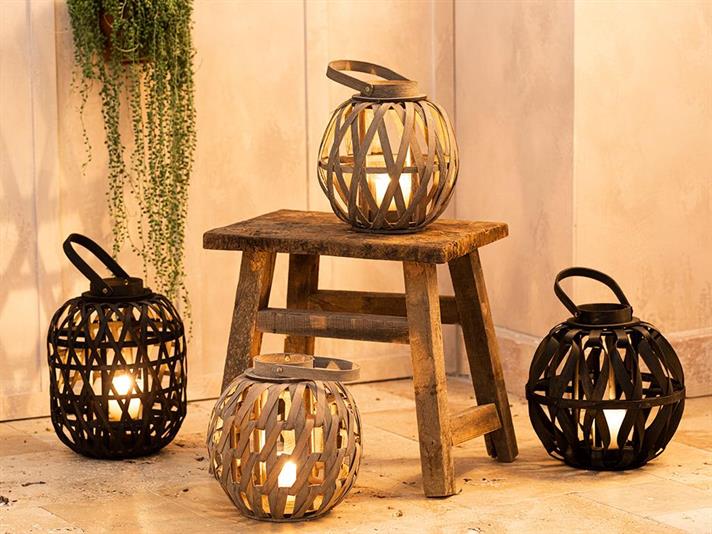 Astra Bamboo Lantern 27x25 cm Gray
