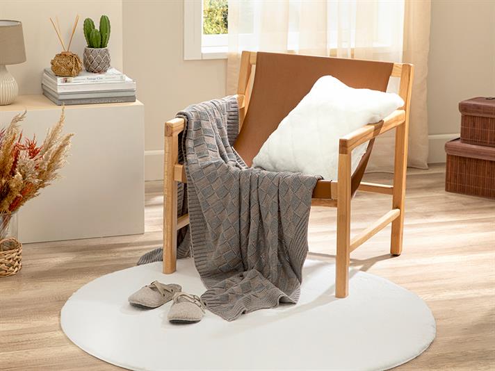 Covor blană artificială, Soft Touch, 120 cm, acril, alb