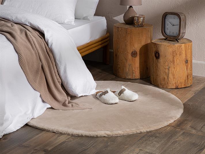 Covor blană artificială, Soft Touch, 120 cm, acril, bej