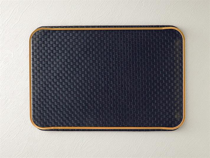Tavă decorativă, Audrey, piele articială, 48,5x33,5x3,5 cm, negru