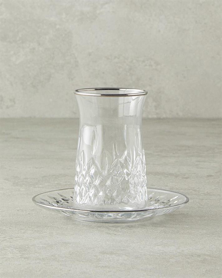 aureolă Sticlă 12 Piese 6 Persoane Serviciu Ceai 170 ml Silver