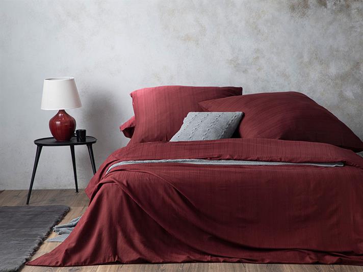  Lenjerie de pat completă pentru o persoană, Aurora, bumbac-viscoză, 160x220 Cm/ 100x200/ 80x80 Cm, bordo