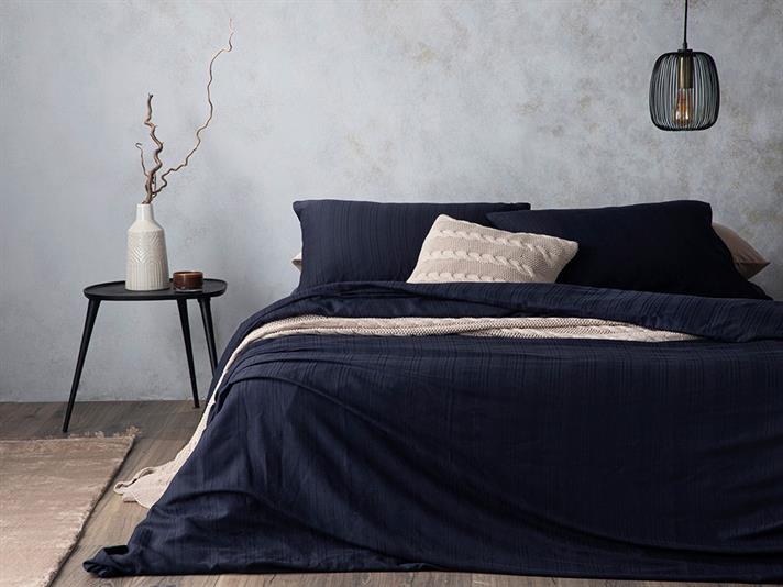  Lenjerie de pat completă pentru o persoană, Aurora, bumbac-viscoză, 140x200 Cm / 100X200 cm/ 50x70 cm, bleumarin