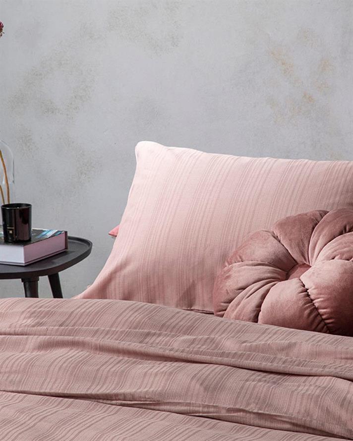 Aurora Set Lenjerie De Pat Single - Set Lenjerie De Pat Bumbac & Viscoză | English Home, 160 x 220 cm, Trandafir Uscat