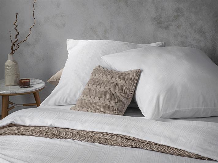  Lenjerie de pat completă, Super King, Aurora, bumbac-viscoză , 260x240 cm/ 200X200 cm/ 80x80 cm, alb