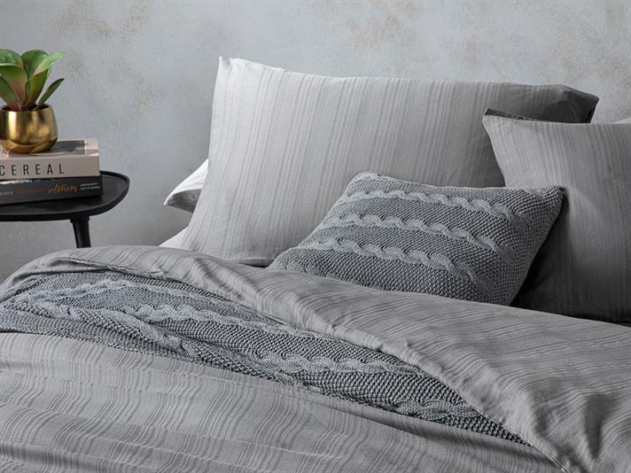 Aurora Set Lenjerie De Pat Super King Plus - Set Lenjerie De Pat Bumbac & Viscoză | English Home, 260 x 240 cm, Gri