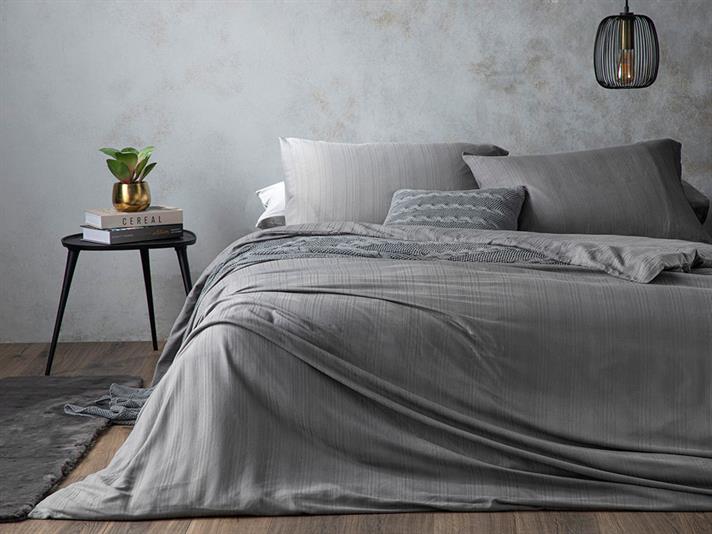 Aurora Set Lenjerie De Pat Super King Plus - Set Lenjerie De Pat Bumbac & Viscoză | English Home, 260 x 240 cm, Gri