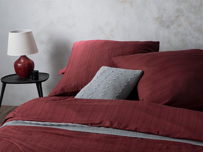  Lenjerie de pat completă pentru o persoană, Aurora, bumbac-viscoză, 100x200 cm/  80x80 cm, bordo