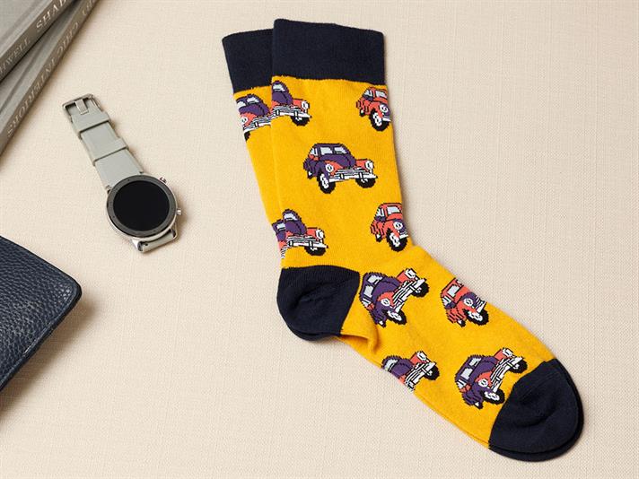 Peace Bus Cotton Socks Standart Yellow