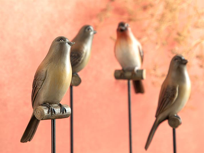 Figurină decorativă, Autumn Birds, polirăsină, 11,5x7,3x34,5 cm, maro