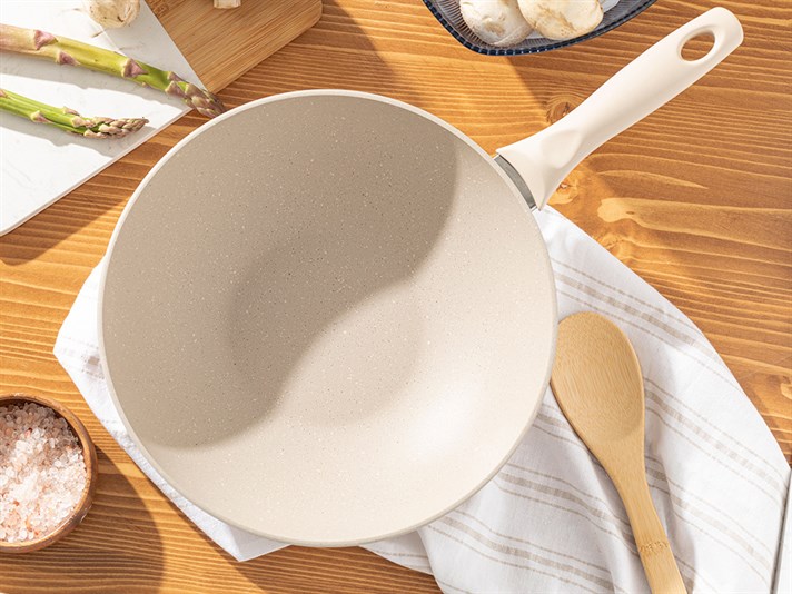 Ava Granite Wok Pan 28 cm Beige
