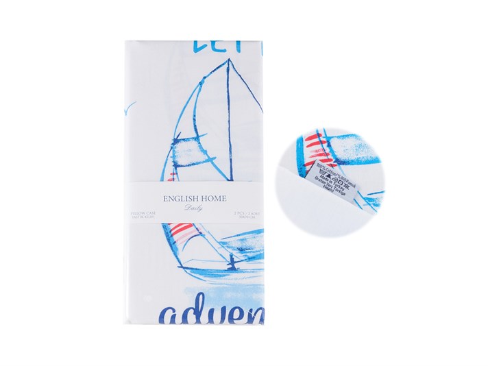 Aventuri albastre Cu Bumbac Cu 2 Piese Față De Pernă 50x70 cm Albastru