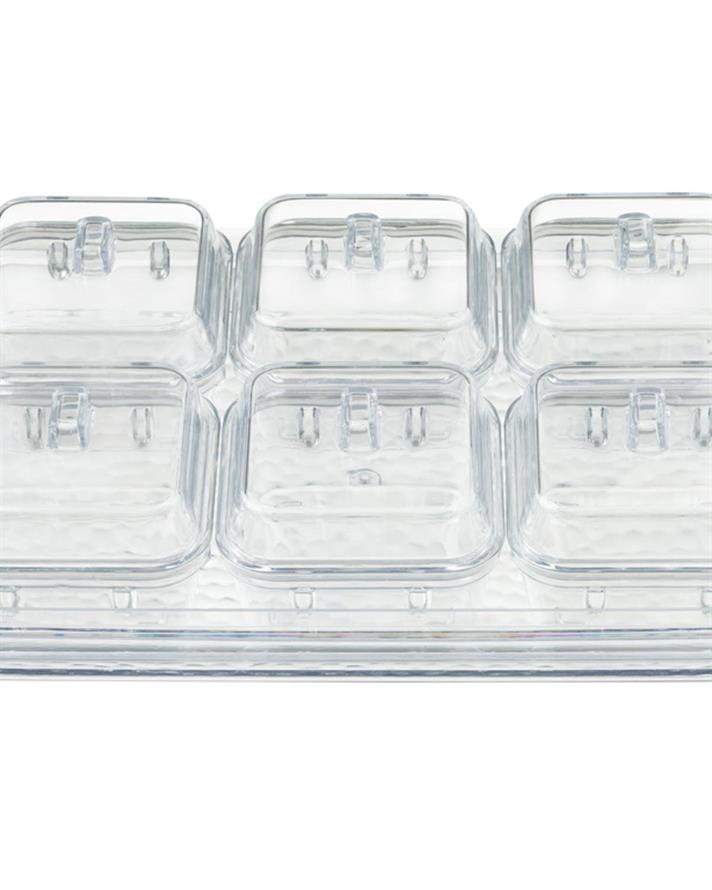 Axel Acrylic With 6 Sections Breakfast Container 25x35 cm Transparent