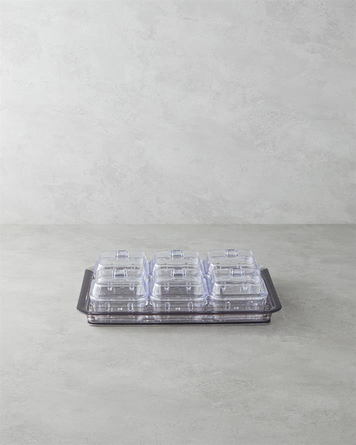 Axel Acrilic Cu 6 Compartimente Recipient Mic Dejun 25x35 cm Antracit