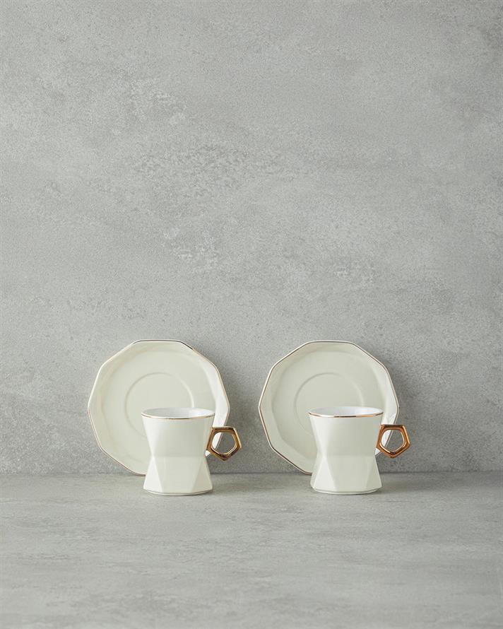 Axel Porțelan New Bone China 12 Piese 6 Persoane Set De Cești De Cafea 90 ml Alb