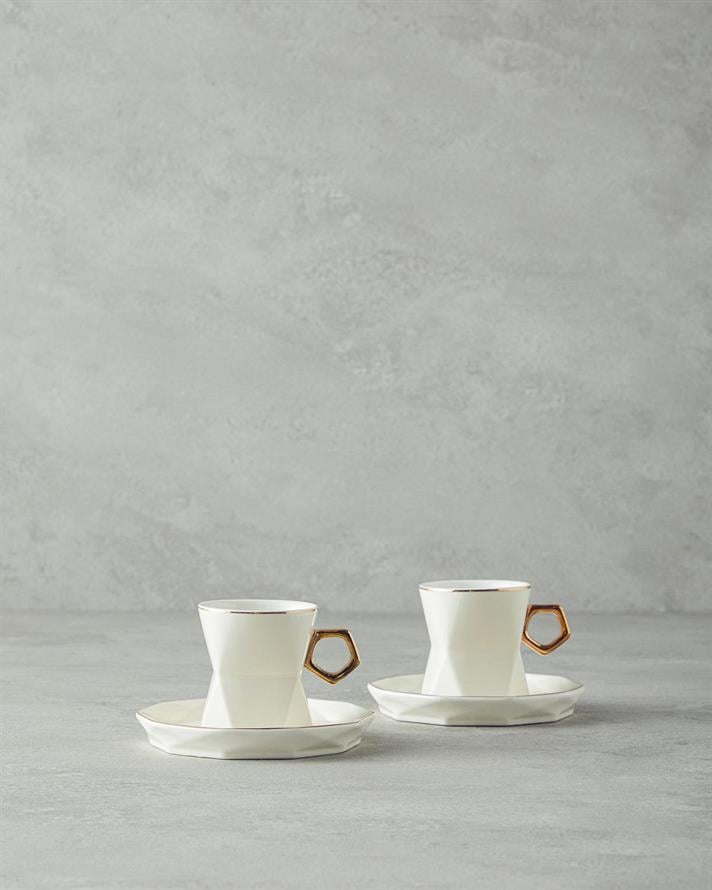 Axel Porțelan New Bone China 12 Piese 6 Persoane Set De Cești De Cafea 90 ml Alb