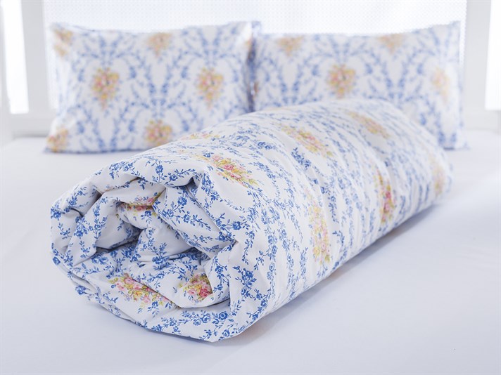 azur Cu Bumbac Double Lenjerie De Pat 200x220 cm Albastru