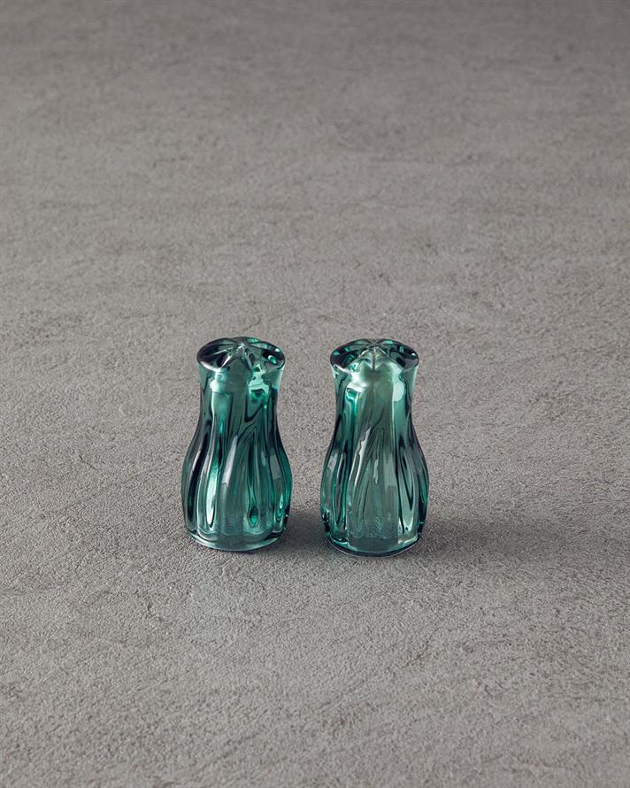 Sticlă Solniță Sare - Piper 4x4x8 cm Verde