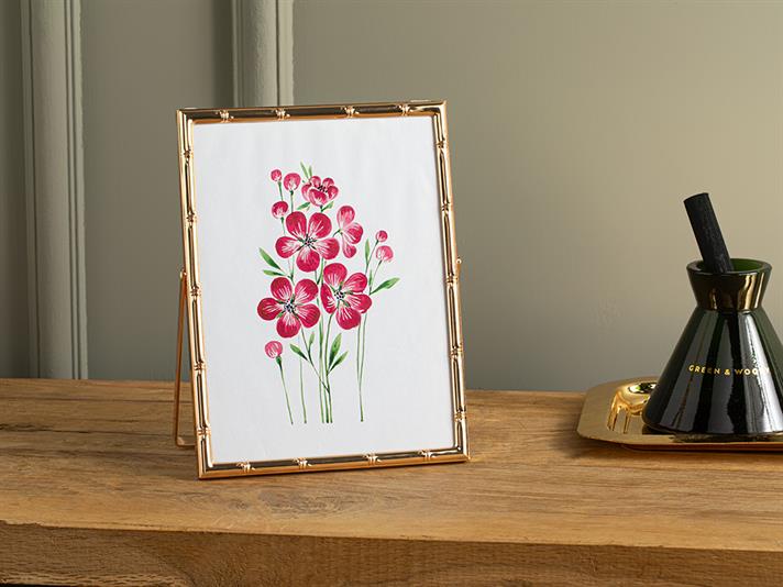 Ramă foto, Bamboo, metal, 15x21 cm, auriu