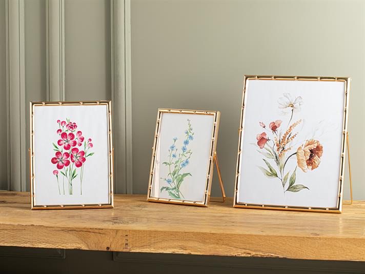 Ramă foto, Bamboo, metal, 15x21 cm, auriu