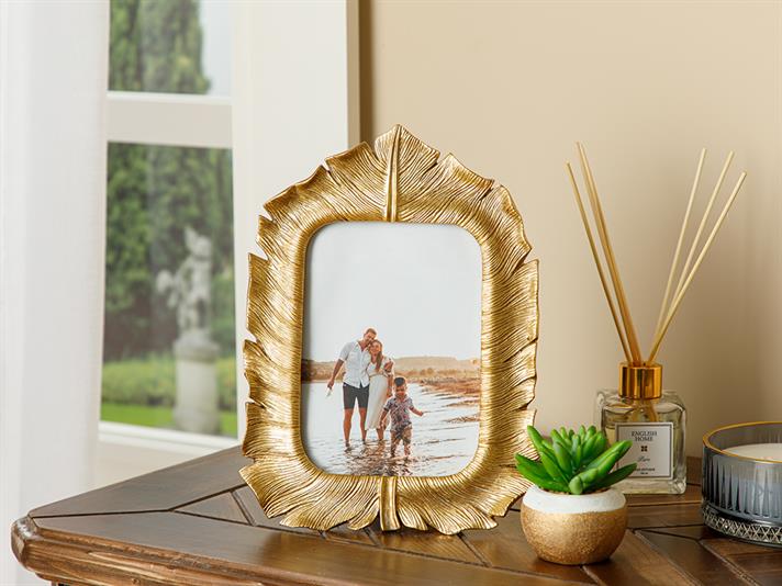 Ramă foto, Banana Leaf, polirăsină, 19.7x26.8x1.8 cm, auriu