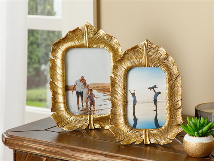 Ramă foto, Banana Leaf, polirăsină, 19.7x26.8x1.8 cm, auriu