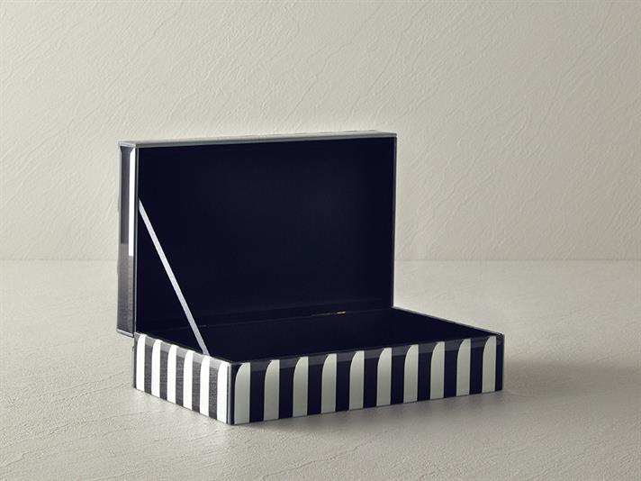 Cutie decorativă, Lena, sticlă, 23x14x6,5 cm, negru - alb