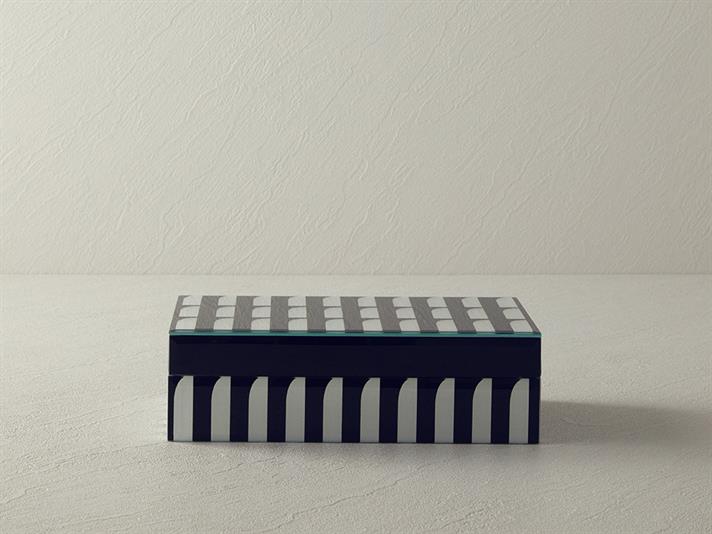 Cutie decorativă, Lena, sticlă, 23x14x6,5 cm, negru - alb